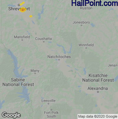 Hail Map for Nachitoches, LA Region on June 5, 2022 