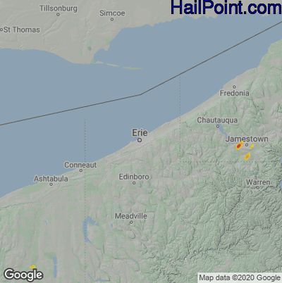 Hail Map for Erie, PA Region on June 5, 2022