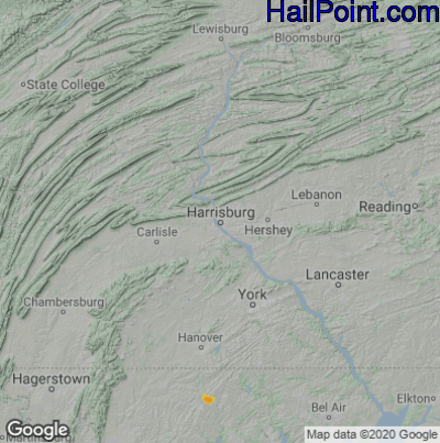Hail Map for Harrisburg, PA Region on June 6, 2022