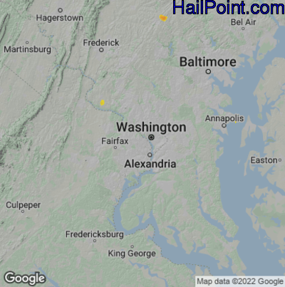 Hail Map for Arlington, VA Region on June 6, 2022