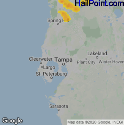 Hail Map for Tampa, FL Region on June 6, 2022