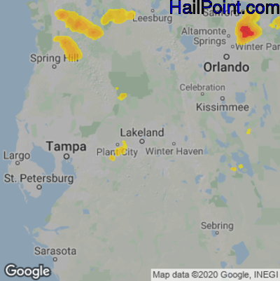 Hail Map for Lakeland, FL Region on June 6, 2022