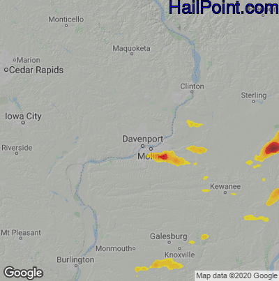 Hail Map for Davenport, IA Region on June 6, 2022