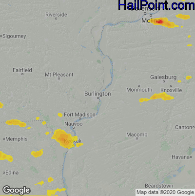 Hail Map for Burlington, IA Region on June 6, 2022