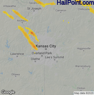 Hail Map for Kansas City, MO Region on June 6, 2022