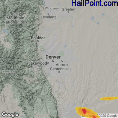 Hail Map for Denver, CO Region on June 7, 2022
