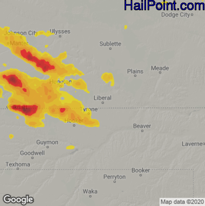 Hail Map for Liberal, KS Region on June 7, 2022 