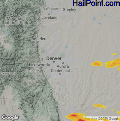 Hail Map for Denver, CO Region on June 7, 2022 