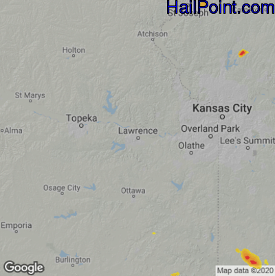 Hail Map for Lawerence, KS Region on June 7, 2022