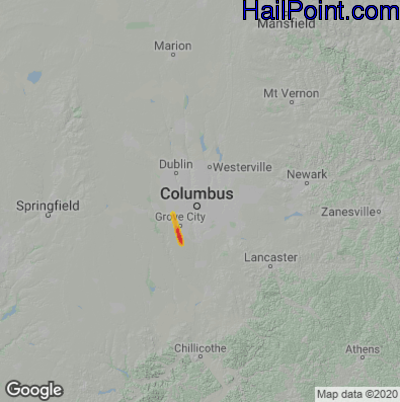 Hail Map for Columbus, OH Region on June 7, 2022 