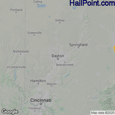 Hail Map for Dayton, OH Region on June 7, 2022