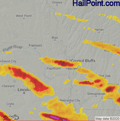 Hail Map For Omaha NE Region On June 7 2022