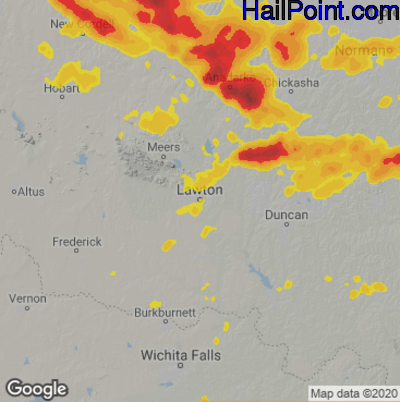 Hail Map for Lawton, OK Region on June 8, 2022