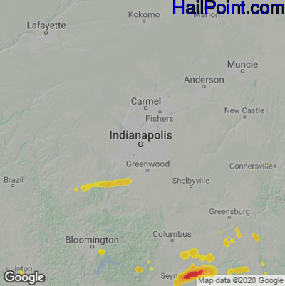 Hail Map for Indianapolis, IN Region on June 8, 2022