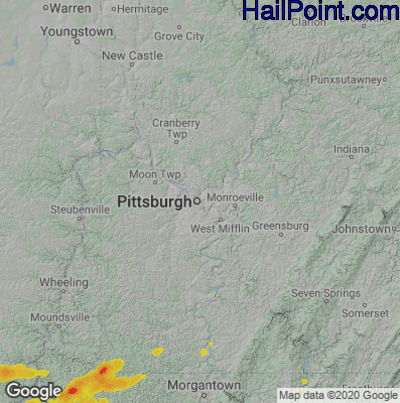 Hail Map for Pittsburgh, PA Region on June 8, 2022