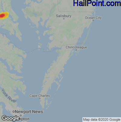 Hail Map for Parksley, DE Region on June 9, 2022