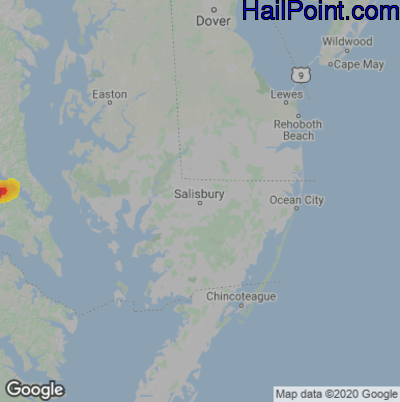 Hail Map for Salisbury., MD Region on June 9, 2022