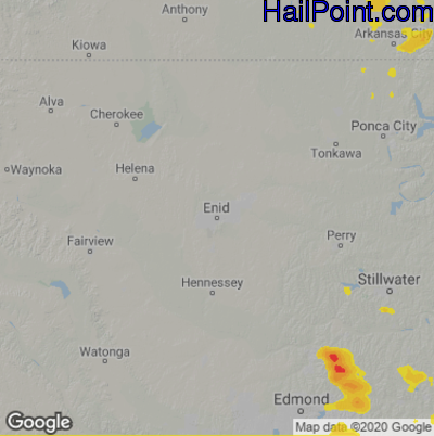 Hail Map for Enid, OK Region on June 10, 2022 