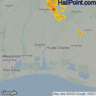 Hail Map for Lake Charles, LA Region on June 10, 2022 