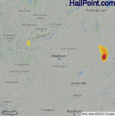 Hail Map for Madison, WI Region on June 10, 2022