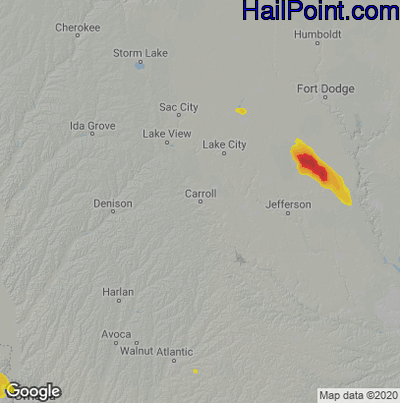 Hail Map for Carroll, IA Region on June 11, 2022