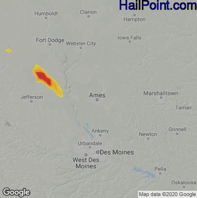 Hail Map for Ames, IA Region on June 11, 2022 
