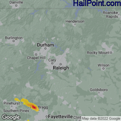 Hail Map for Raleigh, NC Region on June 11, 2022