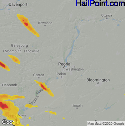 Hail Map for Peoria, IL Region on June 12, 2022