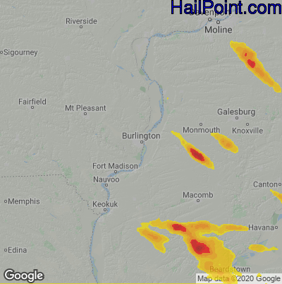 Hail Map for Burlington, IA Region on June 12, 2022