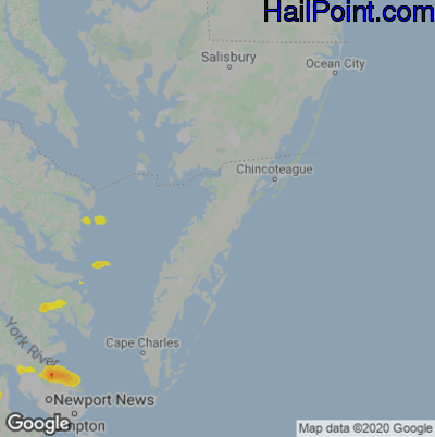Hail Map for Parksley, DE Region on June 12, 2022