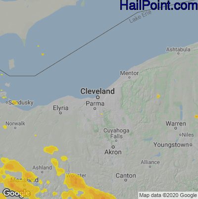 Hail Map for Cleveland, OH Region on June 12, 2022