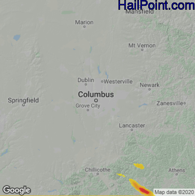Hail Map for Columbus, OH Region on June 12, 2022