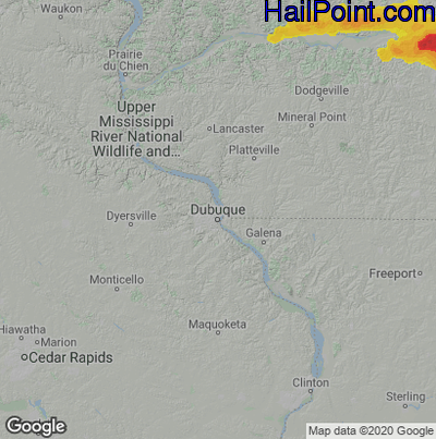 Hail Map for Dubuque, IA Region on June 13, 2022 