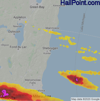 Hail Map for Sheboygan, WI Region on June 13, 2022 