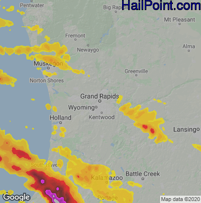 Hail Map for Grand Rapids, MI Region on June 13, 2022 