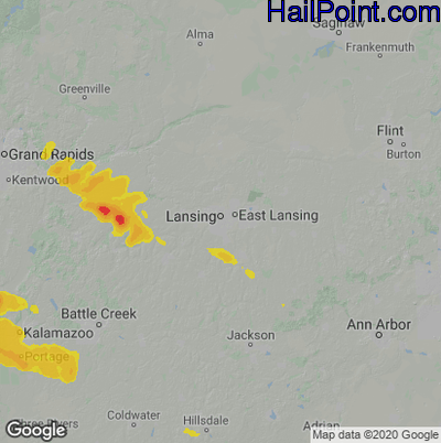Hail Map for Lansing, MI Region on June 14, 2022 