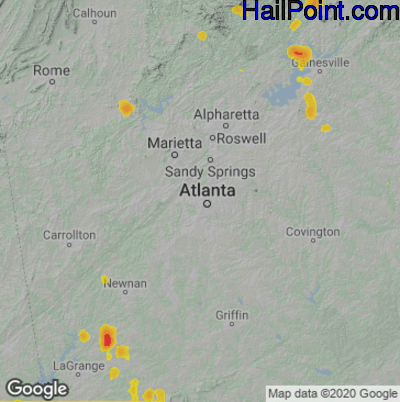 Hail Map for Atlanta, GA Region on June 14, 2022 