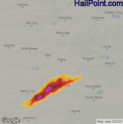 Hail Map for Hays, KS Region on June 14, 2022 