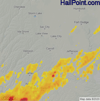Hail Map for Carroll, IA Region on June 15, 2022 