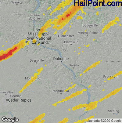 Hail Map for Dubuque, IA Region on June 15, 2022 
