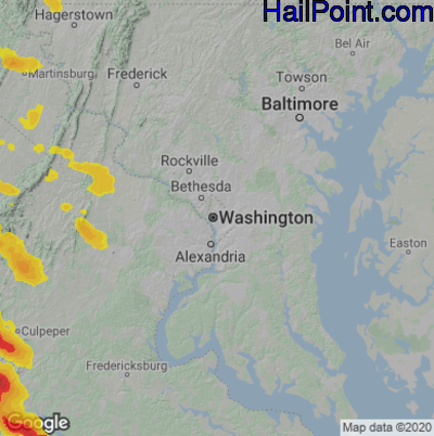 Hail Map for Washington, DC Region on June 16, 2022