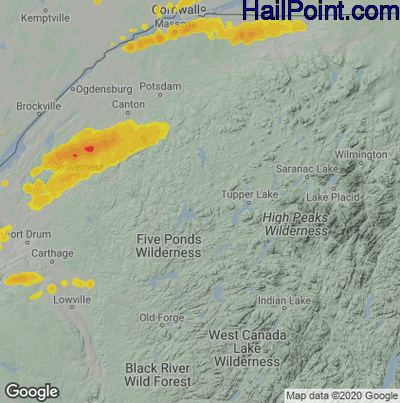 Hail Map for Trenton, NJ Region on June 16, 2022