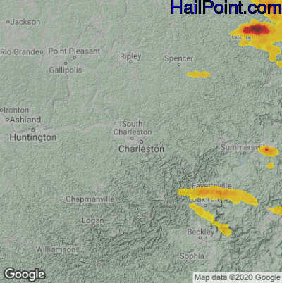 Hail Map for Charleston, WV Region on June 17, 2022