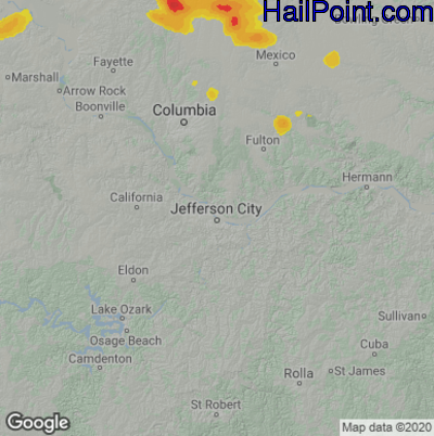 Hail Map for Jefferson City, MO Region on June 17, 2022