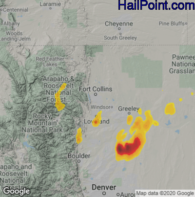 Hail Map for Fort Collins, CO Region on June 17, 2022 