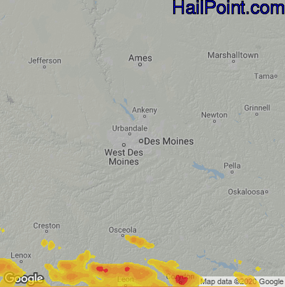 Hail Map for Des Moines, IA Region on June 17, 2022 