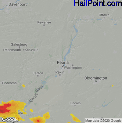 Hail Map for Peoria, IL Region on June 17, 2022
