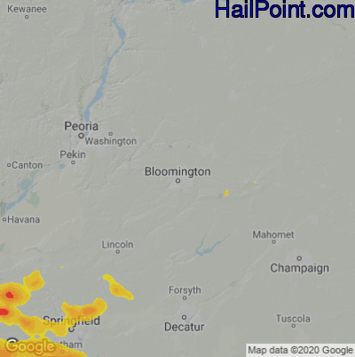 Hail Map for Bloomington, IL Region on June 17, 2022