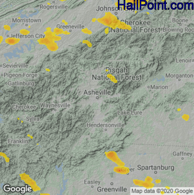 Hail Map for Asheville, NC Region on June 17, 2022 