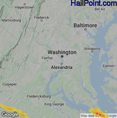 Hail Map for Arlington, VA Region on June 17, 2022